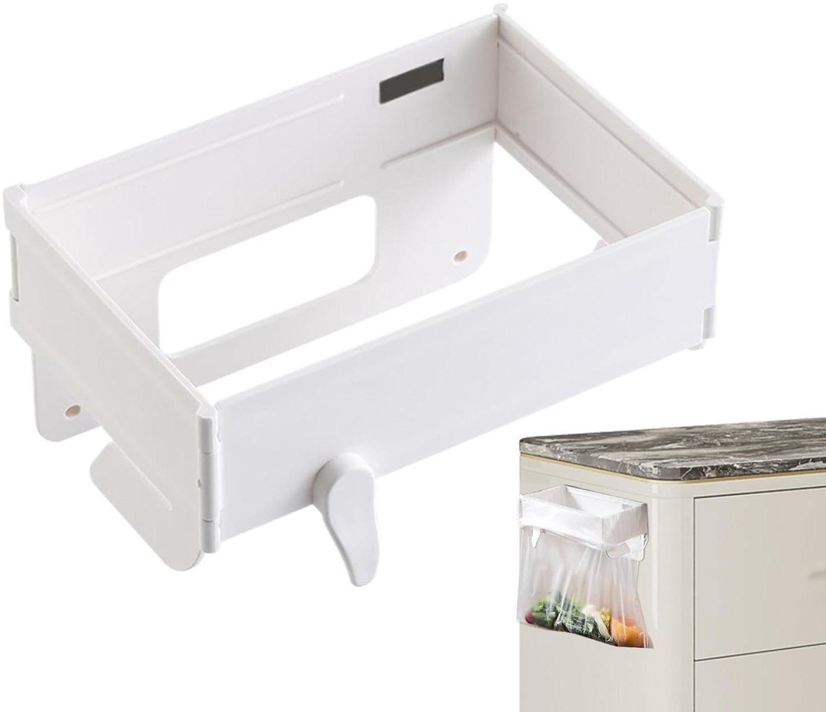 Afvalzakhouder - Opvouwbare houder - Keuken organiseren - Magnetische sluiting - 18.5x12.5cm - Wit