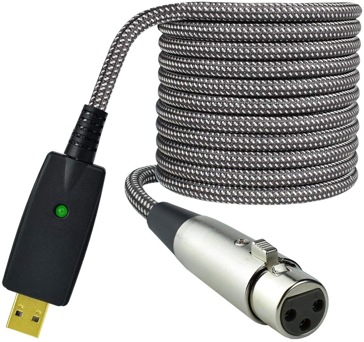 Microfoon Kabel - XLR USB Adapter - Muziek Opnemen - Plug and Play - 3 Meter - Grijs