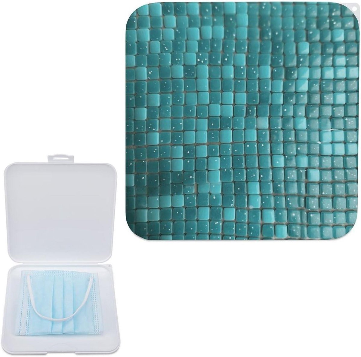 Masker Opbergdoos - Masker Houder - Maskers Beschermen - Lichtgewicht Ontwerp - Compact Formaat - Turquoise Stippen
