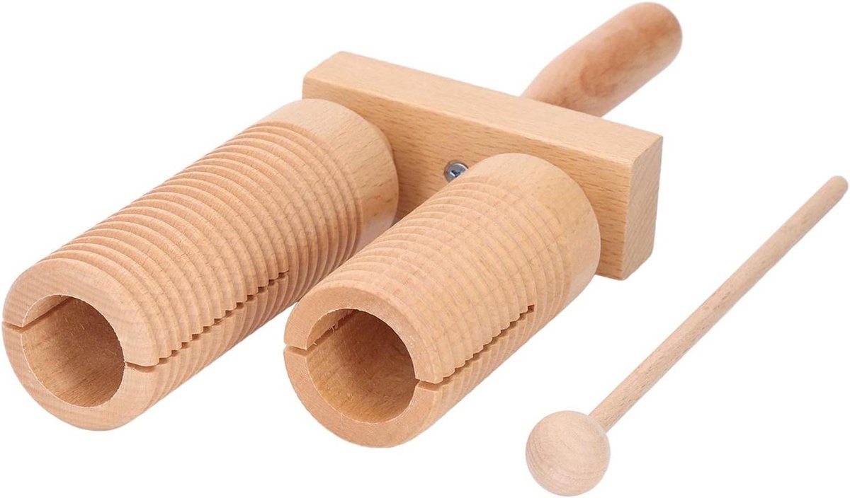Houten Guiro - Muziekinstrument Kinderen - Muziek Leren - Veilige Verf - 25 cm - Houtkleur