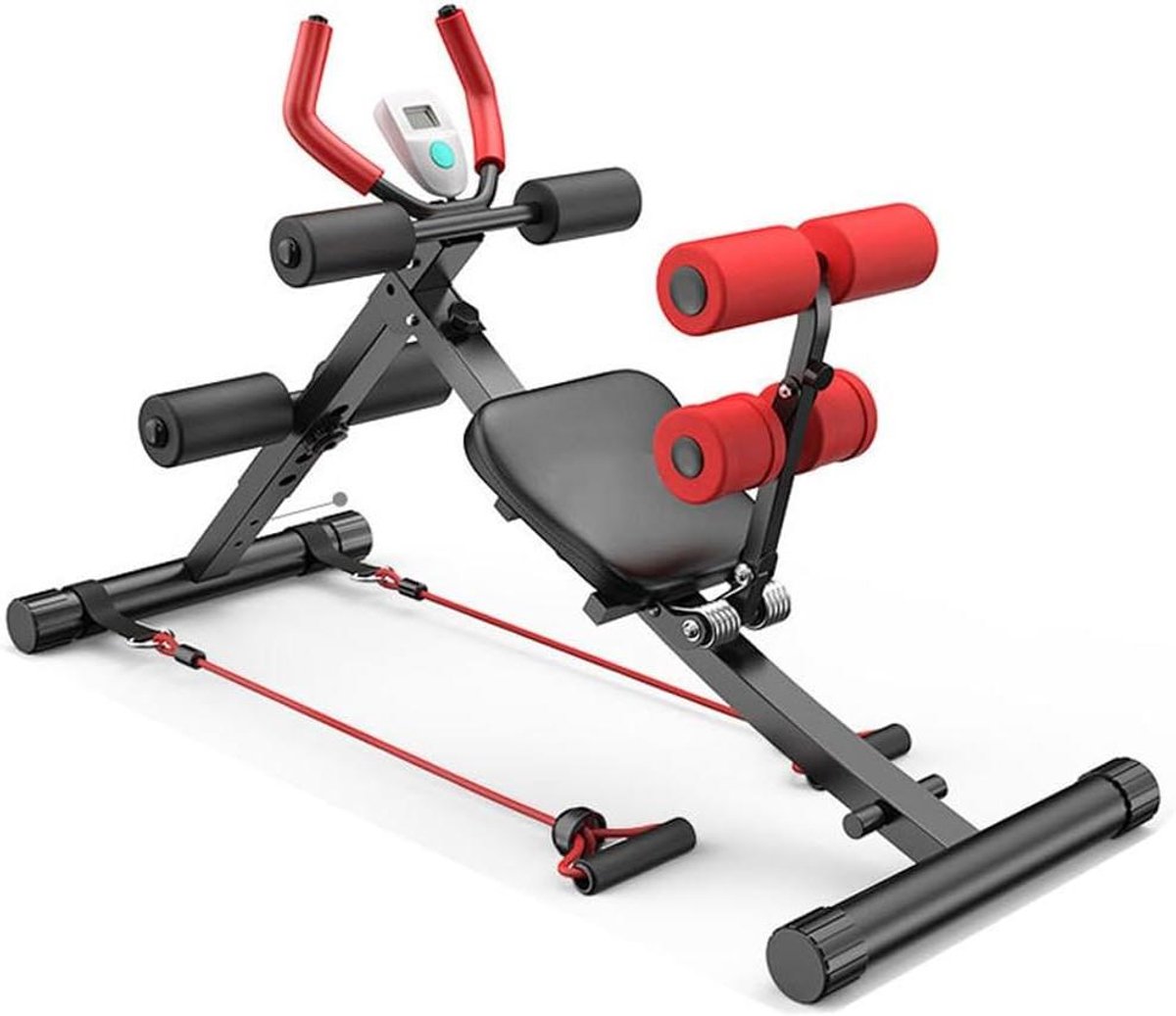 Buikspier Trainer - Fitness Apparaat - Thuis Sporten - Verstelbaar En Opvouwbaar - 150 kg Gewicht - Zwart