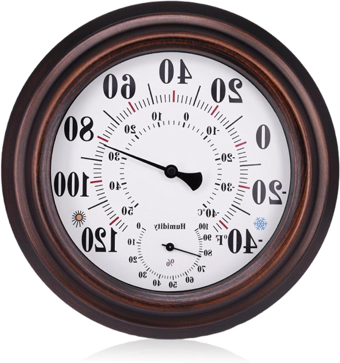 Grote Ronde Buiten Binnen Thermometer Hygrometer met Temperatuur en Vochtigheid Weergave