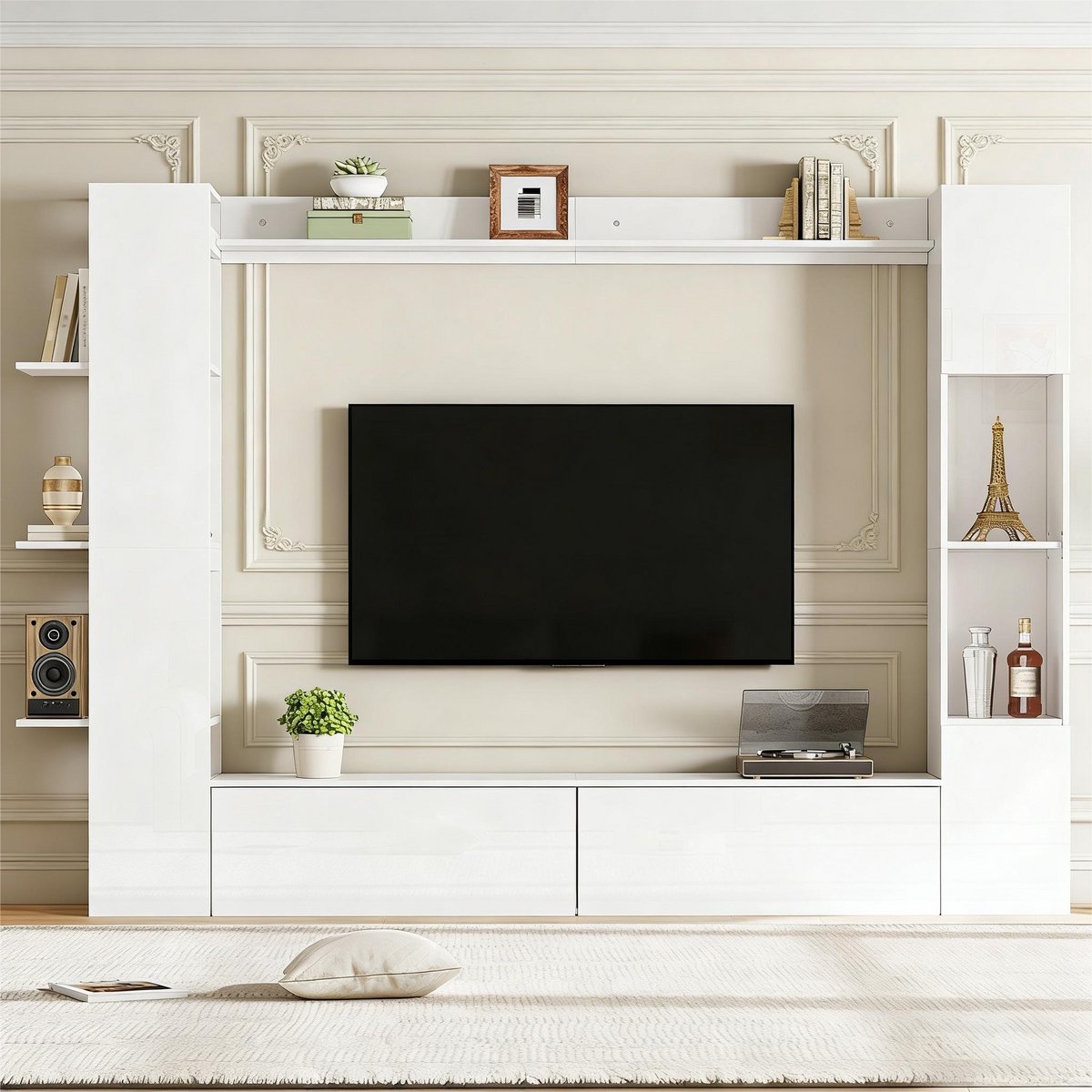 Woonwand - 4-dlg. - TV-Kast, Vitrine, Opbergkast Met Verwisselbare Deuren - Compact Met Ve
