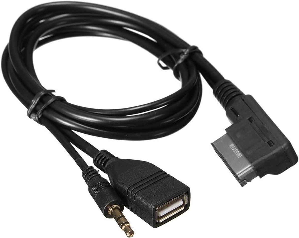 Muziek Interface Kabel - AUX USB Adapter - Auto Audio - Opladen en Muziek - 1.85 Meter - Zwart