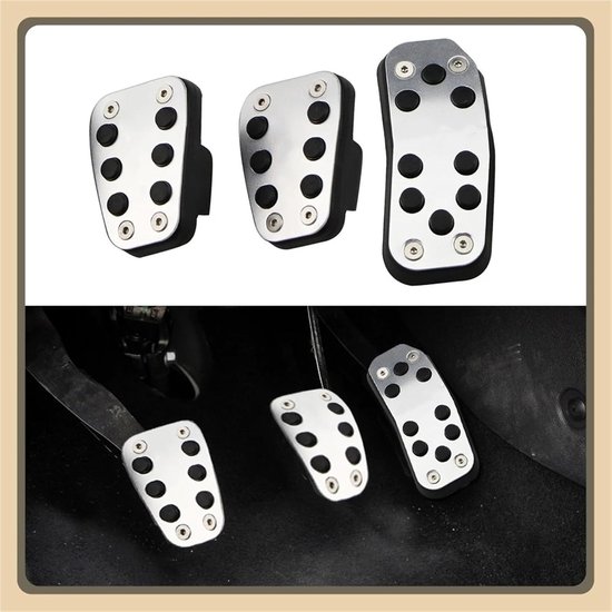 Pedaal Covers Set - Auto Interieur - Verbeterde Grip - Antislip Ontwerp - 3 Delig - Zilver Zwart — afbeelding 3