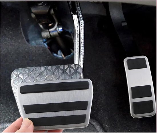 Pedaalkussens Auto - Antislip Pedalen - Verbeterde Rijervaring - Roestvrij Staal - Standaard Maat - Zilver Zwart — afbeelding 2