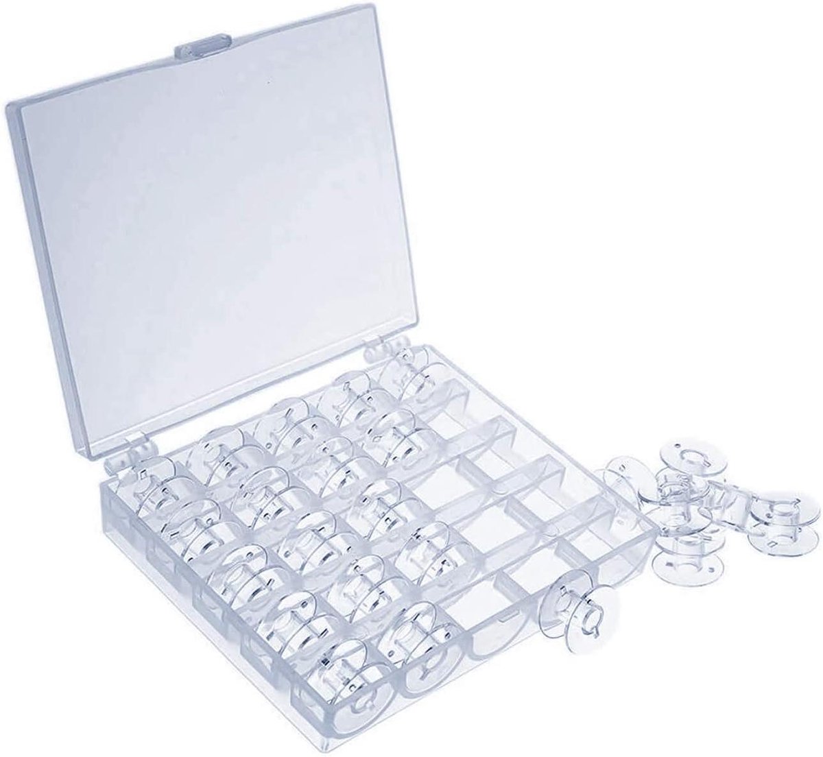 Naaimachine Spoelen - Klossen Set - Hobby Naaien - Met Opbergdoos - 25 Stuks - Transparant