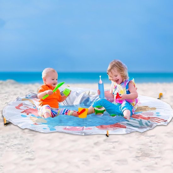 Opzetbad Voor Peuters - Zandwerend Zwembad - Waterpret Buiten - Draagbare Zwemzone - 14 meter - Blauw — afbeelding 3