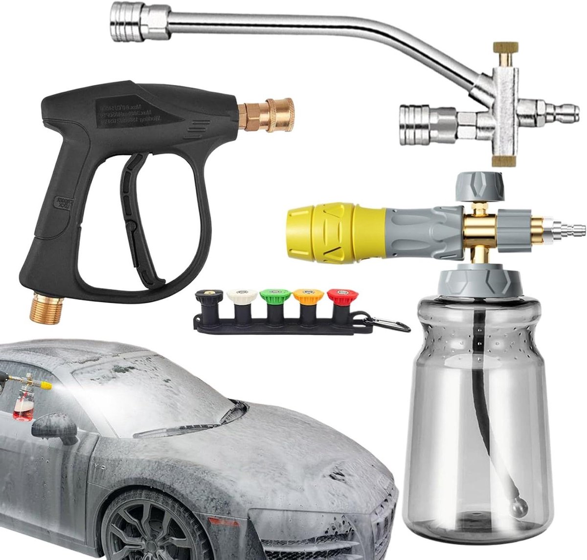 Schuimspray Autowas - Reinigingsuitrusting Voertuig - Auto Grondig Reinigen - Bidirectioneel Klepontwerp - 1 Liter Inhoud - Grijs