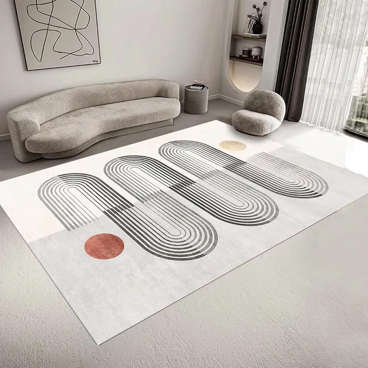 Vloerkleed Geometrisch - Zachte Vloerbedekking - Woonkamer Decoratie - Machinaal Geweven -
