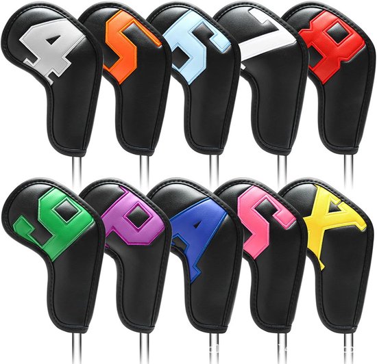 Waterdichte PU-lederen Golfclub Hoezen - 10 stuks - Golf Accessoires - Nummer Golfijzeren Hoesjes — afbeelding 3