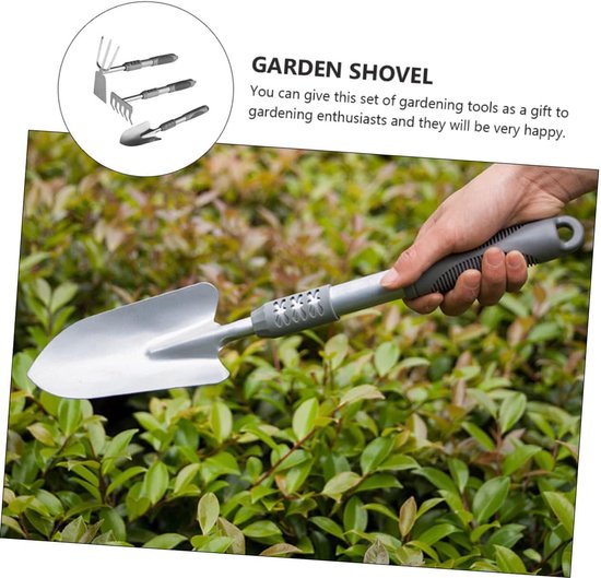 Tuin gereedschap set - Mini schep - Planten verpotten - Roestvrij aluminium - 44 x 9 cm - Zilver — afbeelding 5