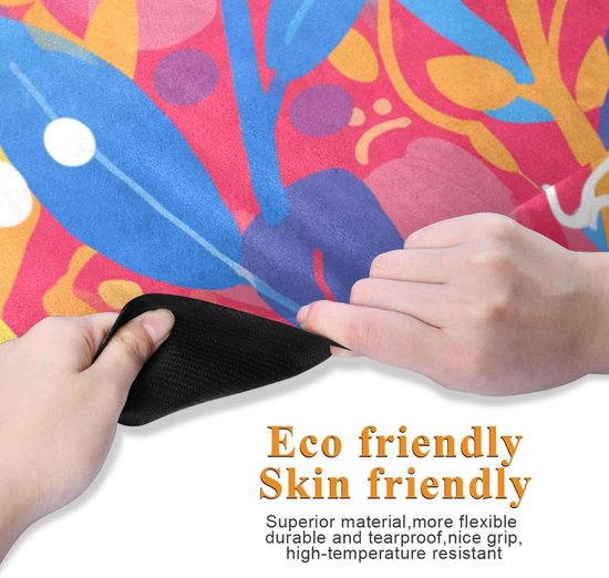 Yoga Mat - Oefen Tapijt - Thuis Sporten - Antislip Natuurrubber - 180 x 66 cm - Kleurrijk Bladeren — afbeelding 5