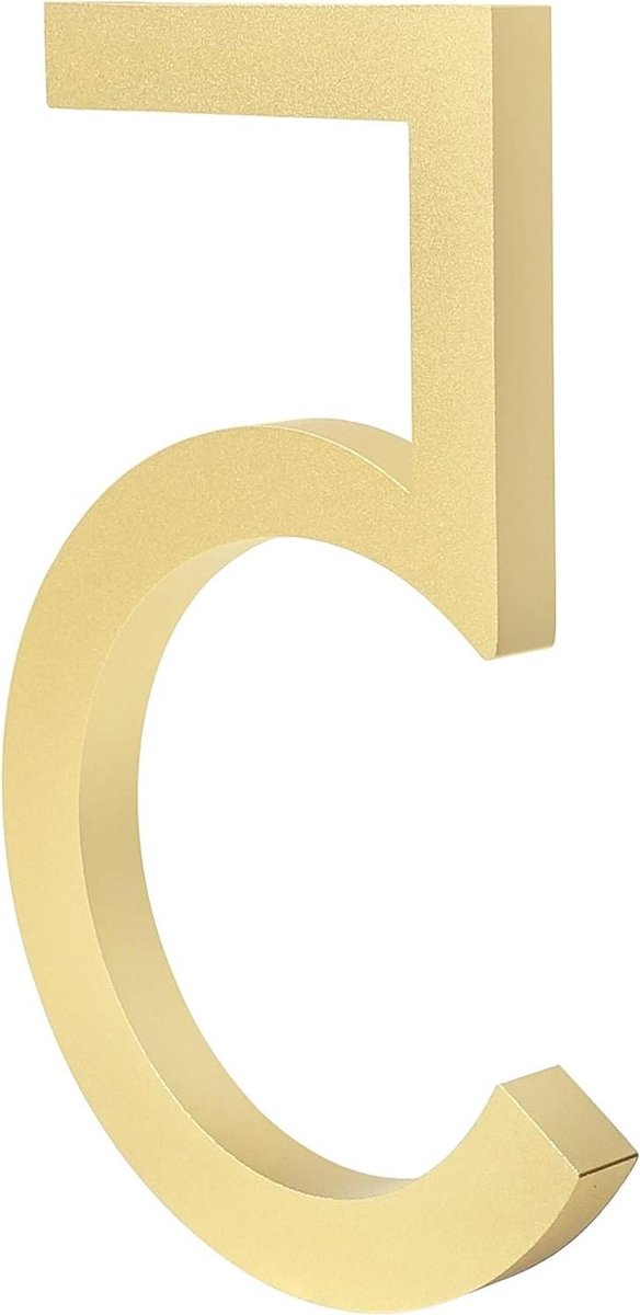 Huisnummer - Adresplaat Goud - Huis Aanduiding - Drijvend Design - 10cm Hoog - Goud