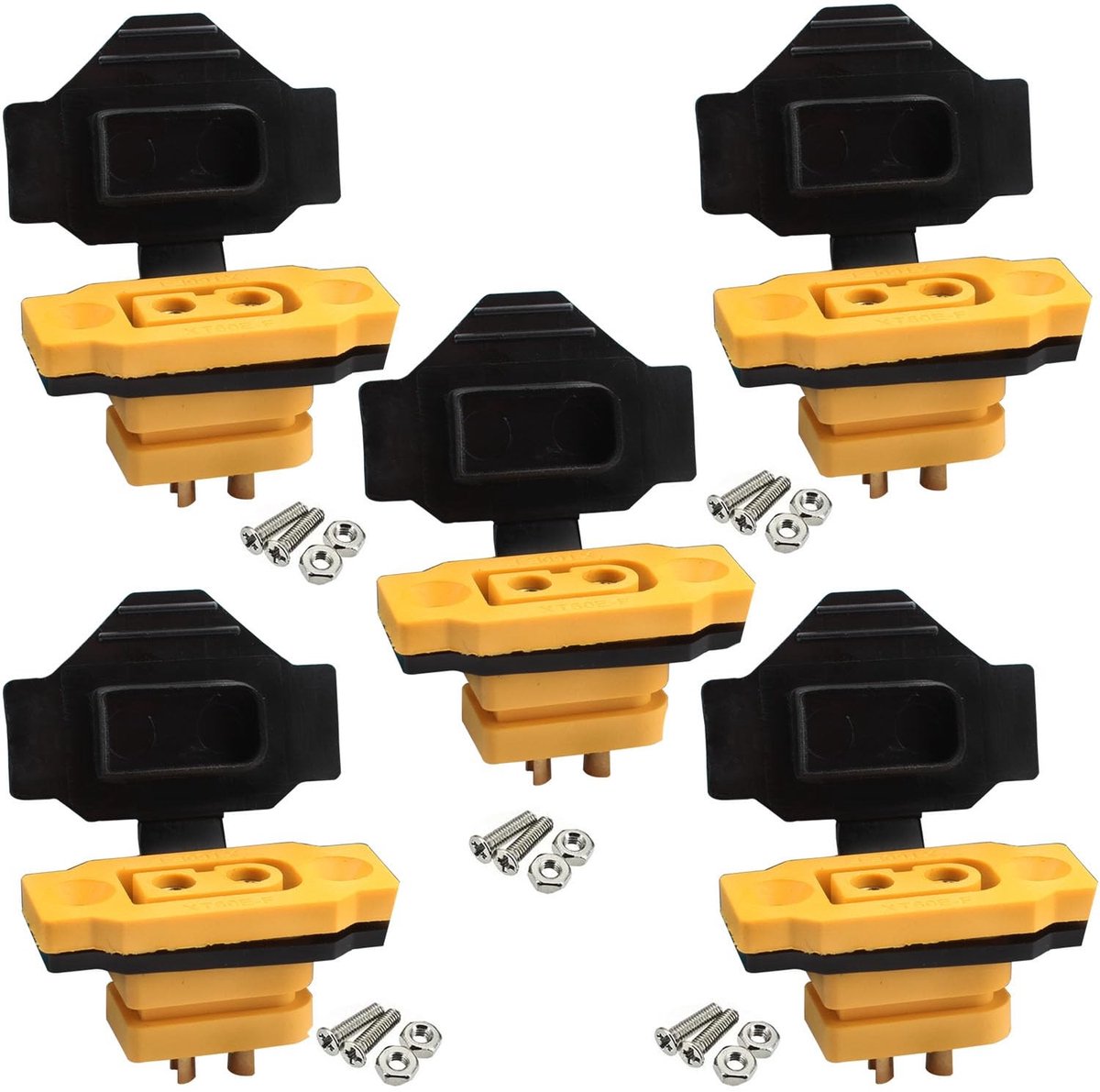 Cosensi - 5 Paar XT60E-F Hoogstroom Mannelijke Bullet Connectors met Rubberen Dop