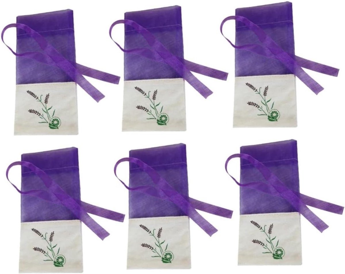 Lege Geurzakjes - Lavendel Sachets - Opbergen Kruiden - Met Trekkoord - 6 Stuks - Blauw Wi