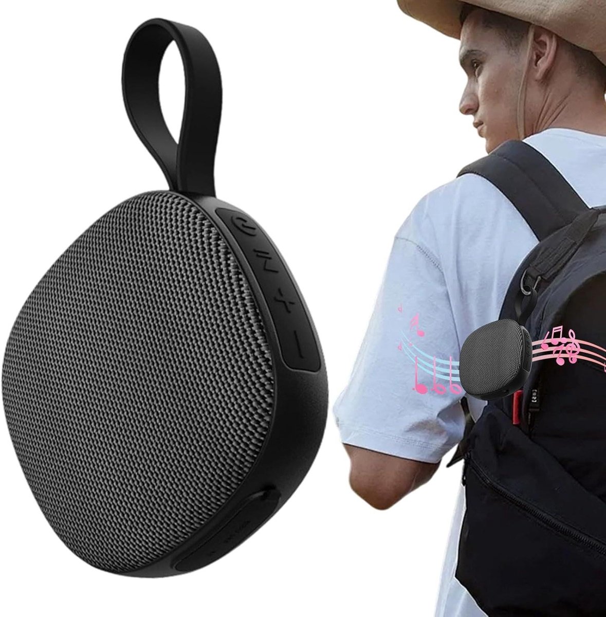 Draagbare luidspreker - Magnetische speaker - Muziek streamen - Ruimtebesparend ontwerp - 12.8 x 4.1 cm - Zwart