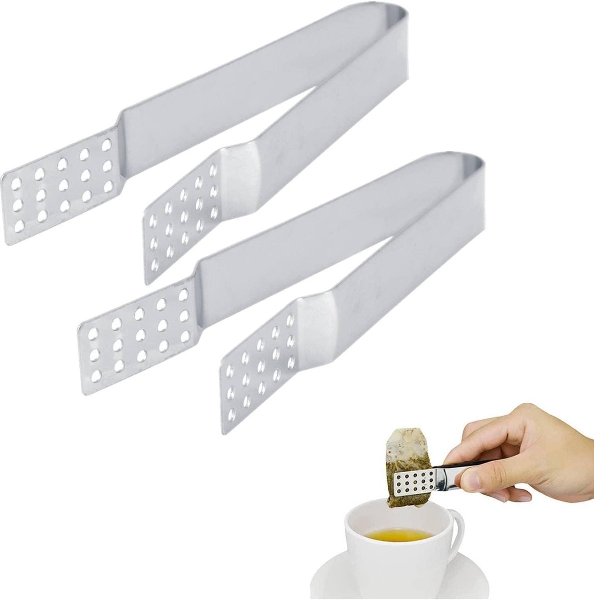 Dailygoods - Set van 2 Theezakhouders van Roestvrij Staal