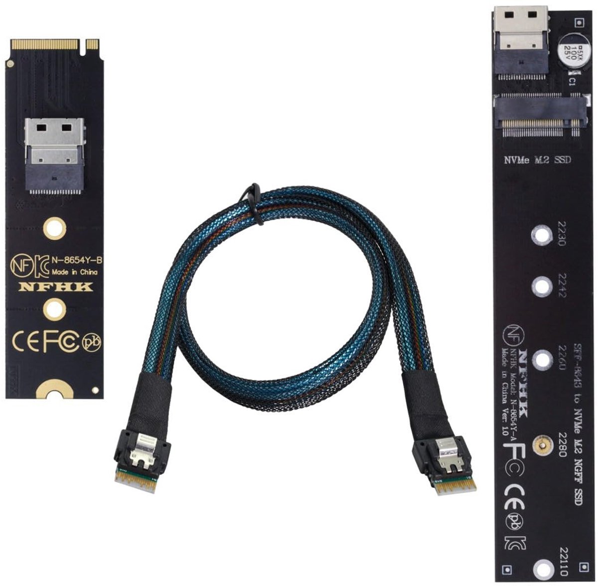 Dailygoods - M.2 NVME Verlengkabel 40cm met SFF-8654 Connector voor SSD
