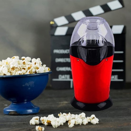 Hete lucht popcornmaker 900 watt - Gezonde snack zonder vet en olie - Rode popcornmachine voor thuis in de keuken — afbeelding 4