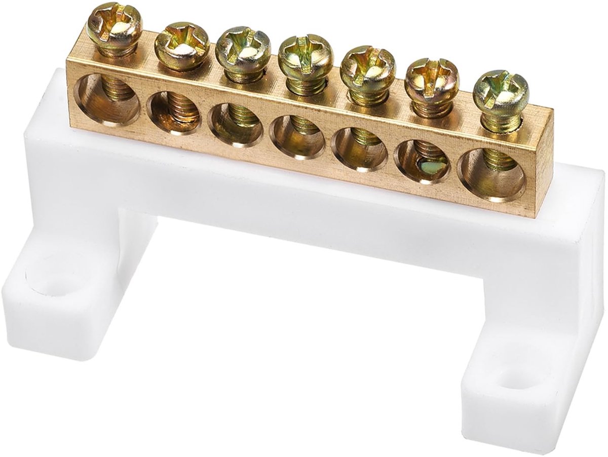 Dailygoods - Klemlijst met 7 Posities voor Elektrische Box, Geel/Wit