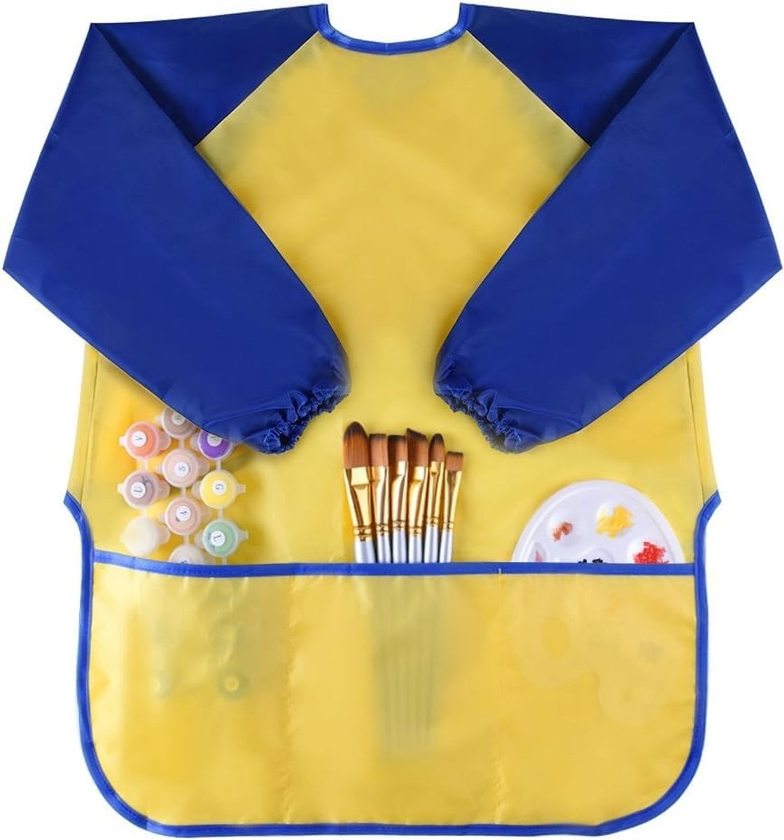 Dailygoods - Waterdicht Schort met Mouwen voor Kinderen, Geel, Maat L