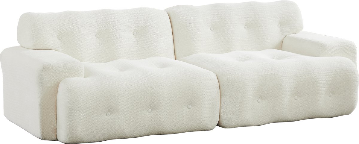 Merax 2-Zits Bank - Cloud Sofa - Chenille Stof - Brede Armleuningen - Beige