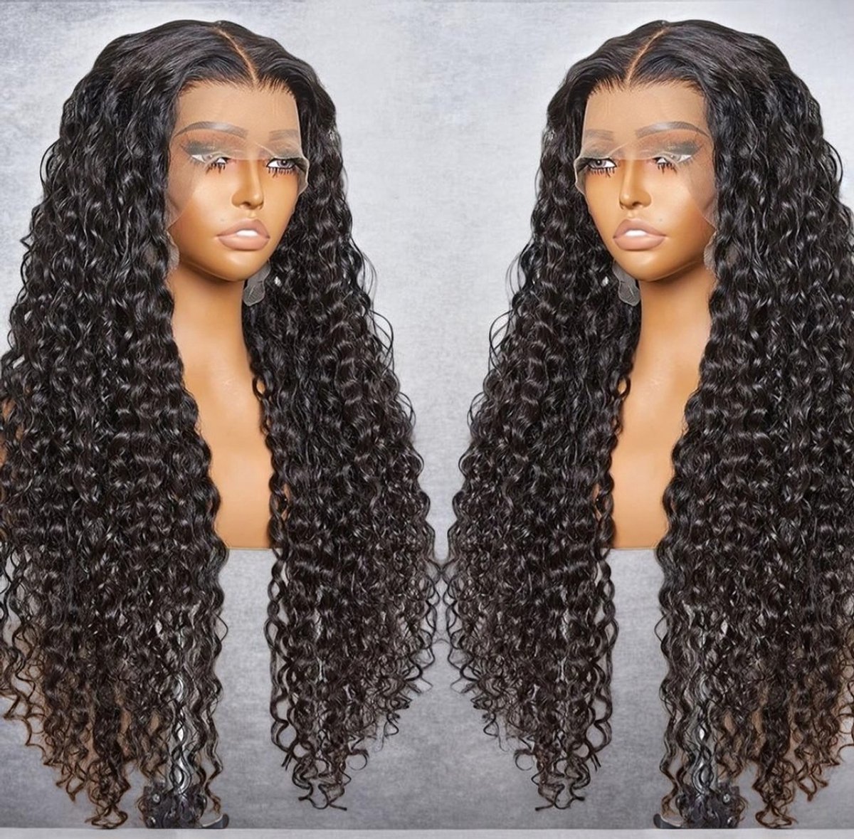 Luxe Donkerbruine Braziliaanse Remy Pruik Water Deep Wave 24 Inch Echt Mensenhaar 13x4 Transparante Lace Front Pre-Plucked Natuurlijke Haarlijn – Frazimashop