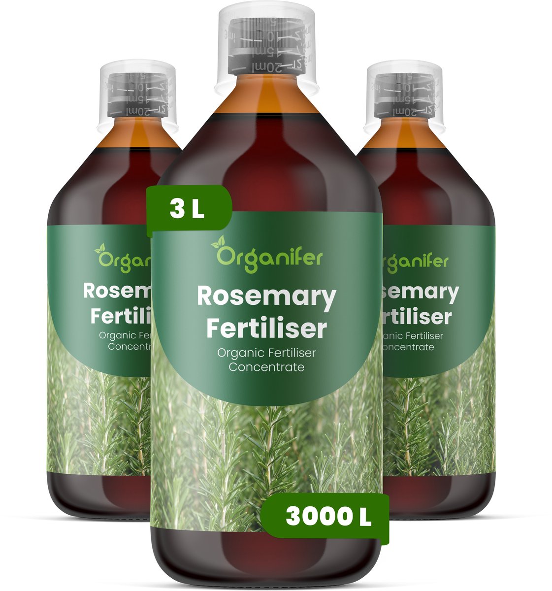 Vloeibare Meststof Voor Rozemarijn 3X1 L Voor 3000 L - Npk 2-1-8 - Ondersteunt Compacte - Aromatische Groei Bij Rozemarijn - Geschikt Voor Tuinborders - Potten En Verhoogde Plantenbedden - Verbetert De Concentratie Van Essentiële Oliën - Organifer