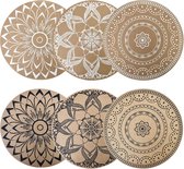 Lot de 6 sets de table lavables, sets de table rondes et PVC tissés, sets de table anti-dérapants à la chaleur, set pour la cuisine/salle à manger, la table à manger, les fêtes et la décoration