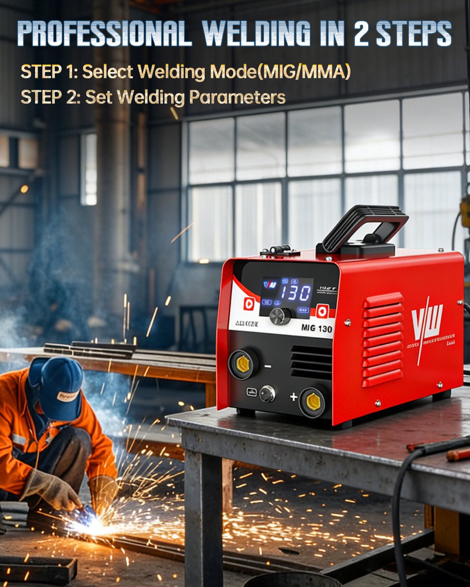 Vector Welding MIG Lasapparaat Set - 130A - Inclusief Lasdraad & Bikhamer met Staalborstel – foto 4