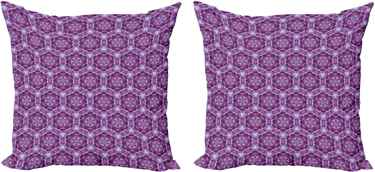 ABAKUHAUS psychedelische sierkussens, kussenhoez 2-pack, Fractal Primitive Mosaic, 40x40 cm, Donkerpaars en Violet