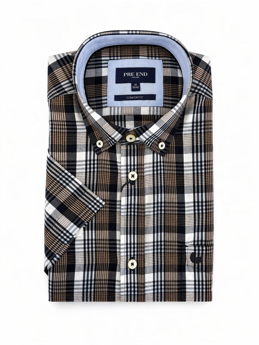 Pre End Overhemd - Korte mouw - Geruit - Strijkvrij - Regular fit - Multicolor - Maat XXL