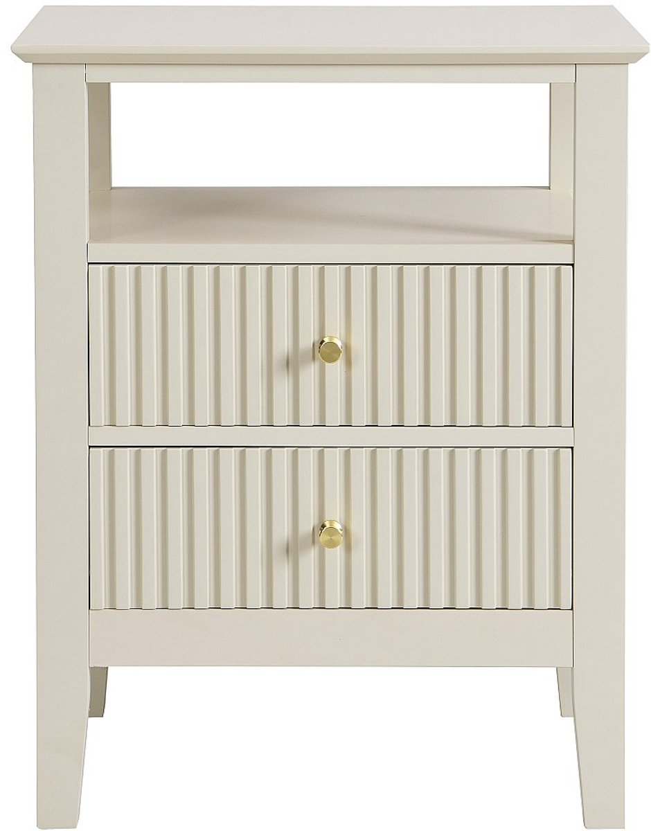 Vente-unique Nachtkastje 2 lades en 1 plank - MDF - Beige - NIRIVA