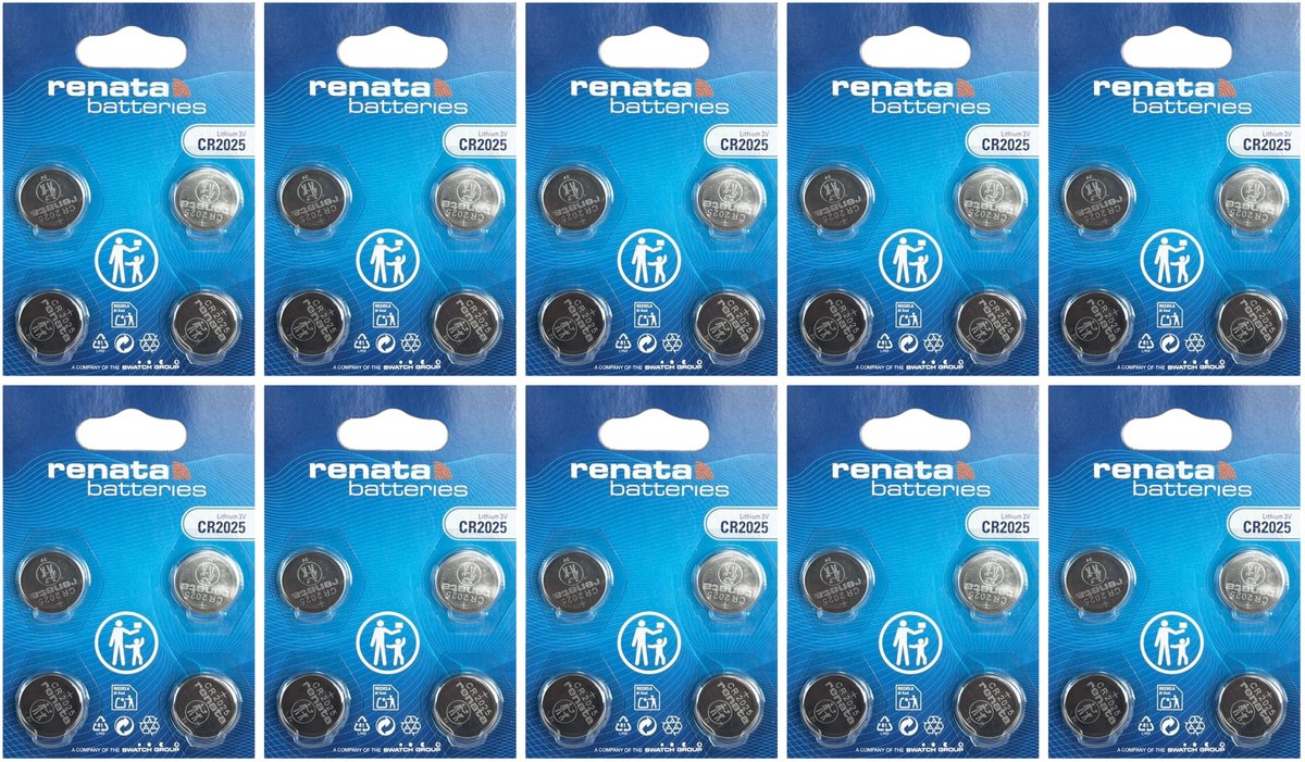 Renata - Knoopcel batterijen - CR2025 - Lithium - 3V - 4 stuks