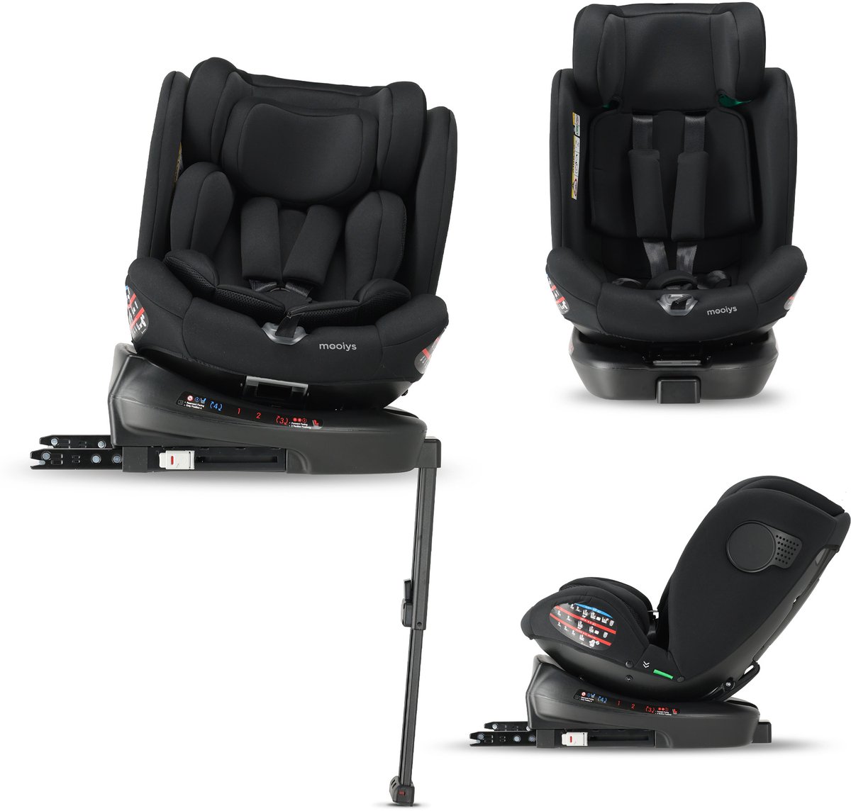 Mooiys Indy Luxe Autostoel i-Size - 360° Draaibaar - Isofix - Zwart