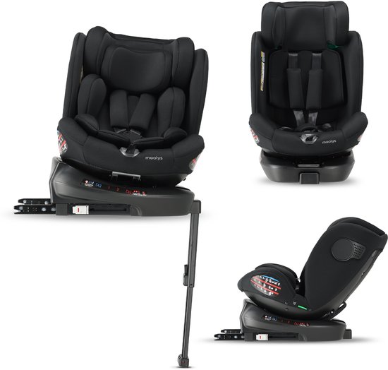 Mooiys Indy Luxe Autostoel i-Size - 360° Draaibaar - Isofix - Zwart