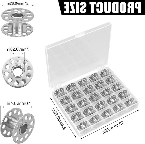 50 Stuks Draadspoelen met Opbergdoos, Naaigaren Accessoires voor Naaimachines, Geschikt voor de meeste Naaimachines en Metalen Spoelen — afbeelding 5