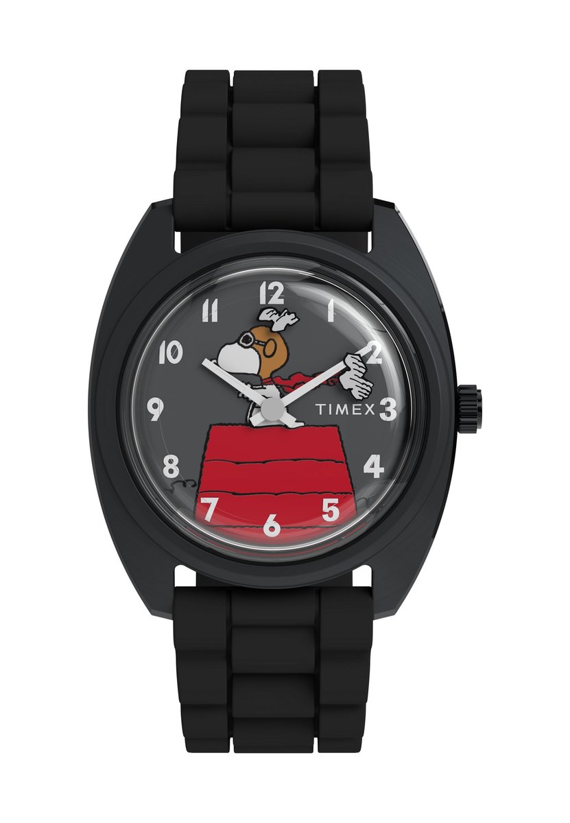 Timex Timex X Peanuts 1979 Reissue Inspired Quartz Analoog Horloge Zwart Kast: 100% Roestvrij Staal | Armband: 100% Siliconen 37 mm TW2Y70900AJ