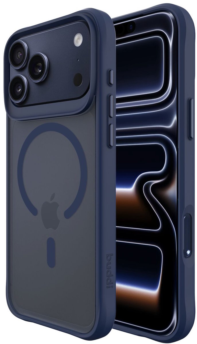 Buddi Hybrid - Hoesje Geschikt voor Apple iPhone 17 Pro - Compatibel met MagSafe - Back Cover met Magneet - Magnetische Beschermhoes - Matte Blauw
