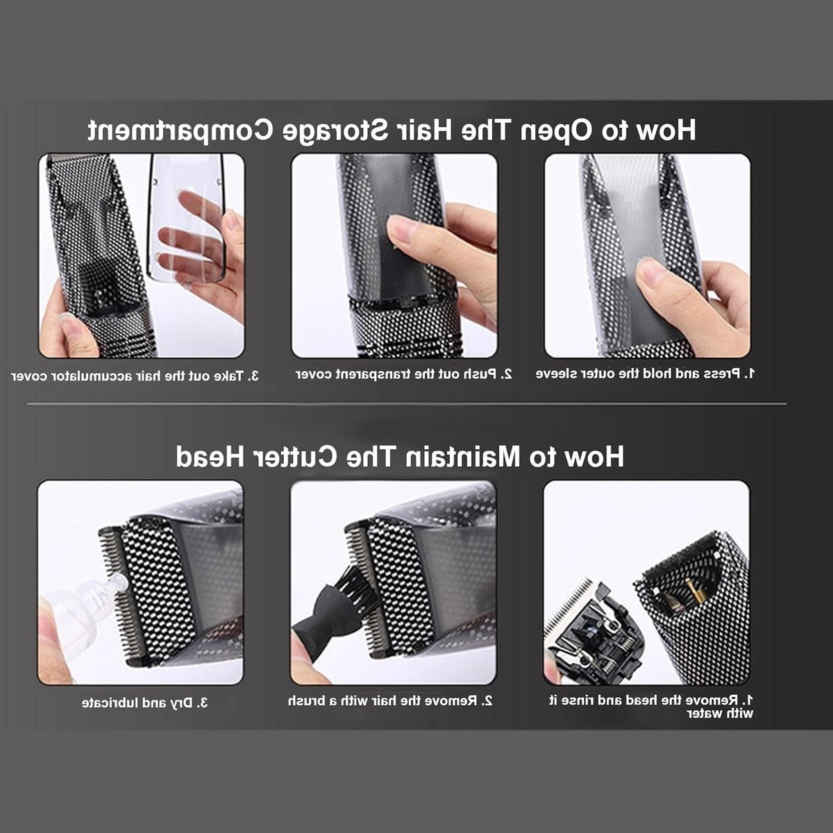 Draadloze Haartrimmer met Automatische Haarzuiging, USB Oplaadbaar, Inclusief 4 Opzetkammen voor Perfecte Kapsels en Lichaamshaarverzorging