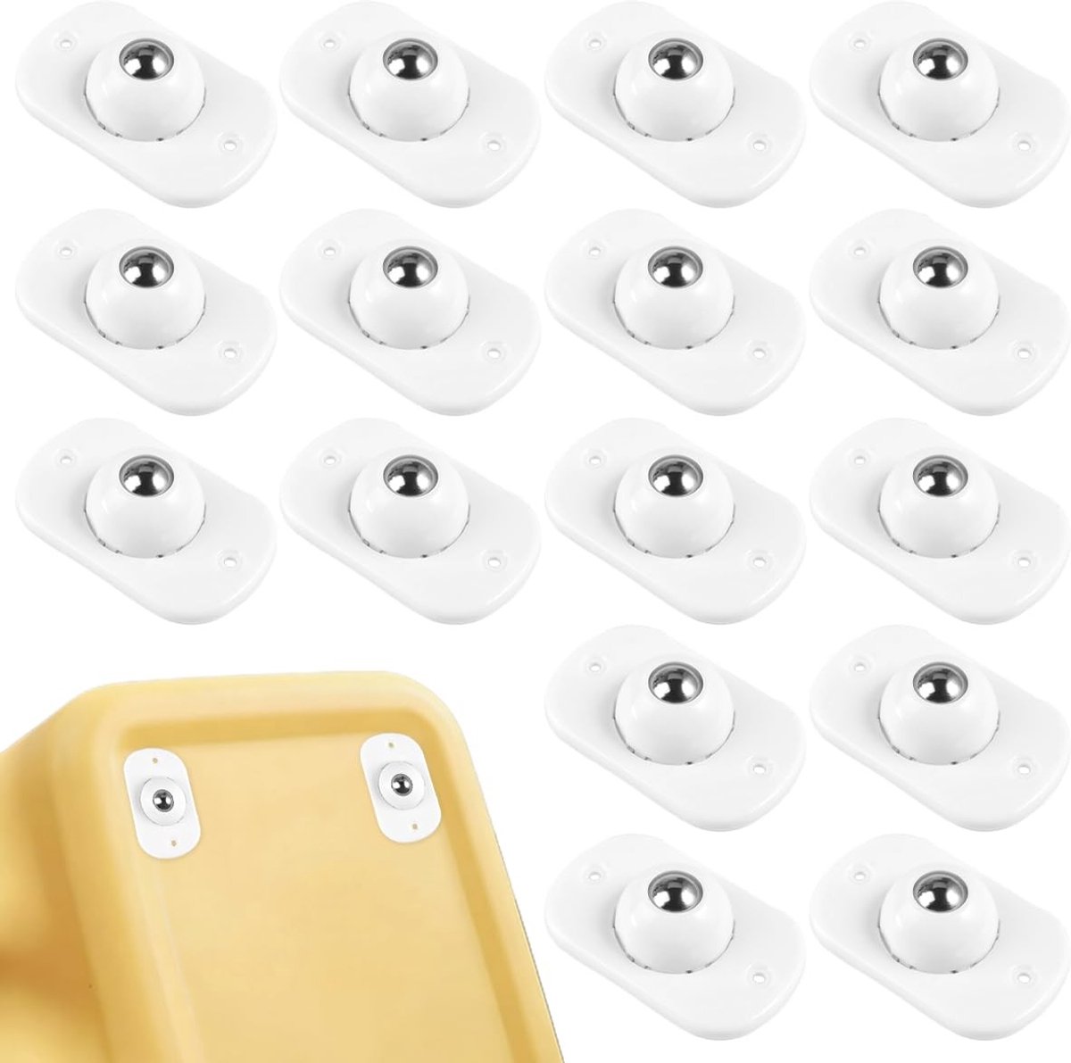 Mini Casters met Zelfklevende Balrollers voor Keukenapparaten, 360° Draaibare Universele Wielen voor DIY en Afvalbakken
