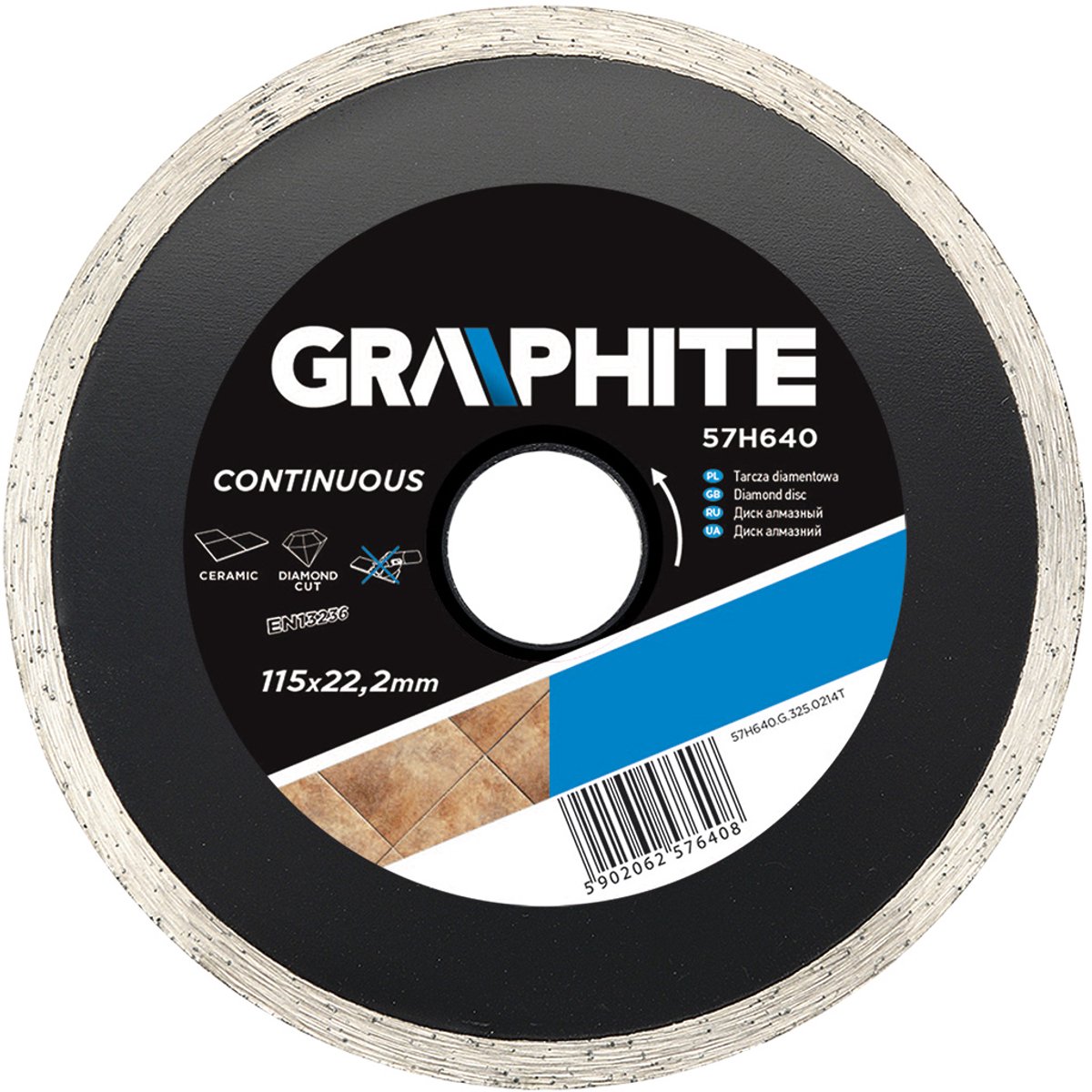 Grupa Topex GRAPHITE - Diamantschijf - 115 mm - Continu Segment - Voor Zware Bouwtaken