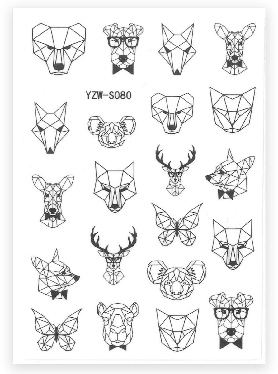Allepaznokcie YZW-S080 - Zelfklevende Nagelstickers - Dierenmotieven