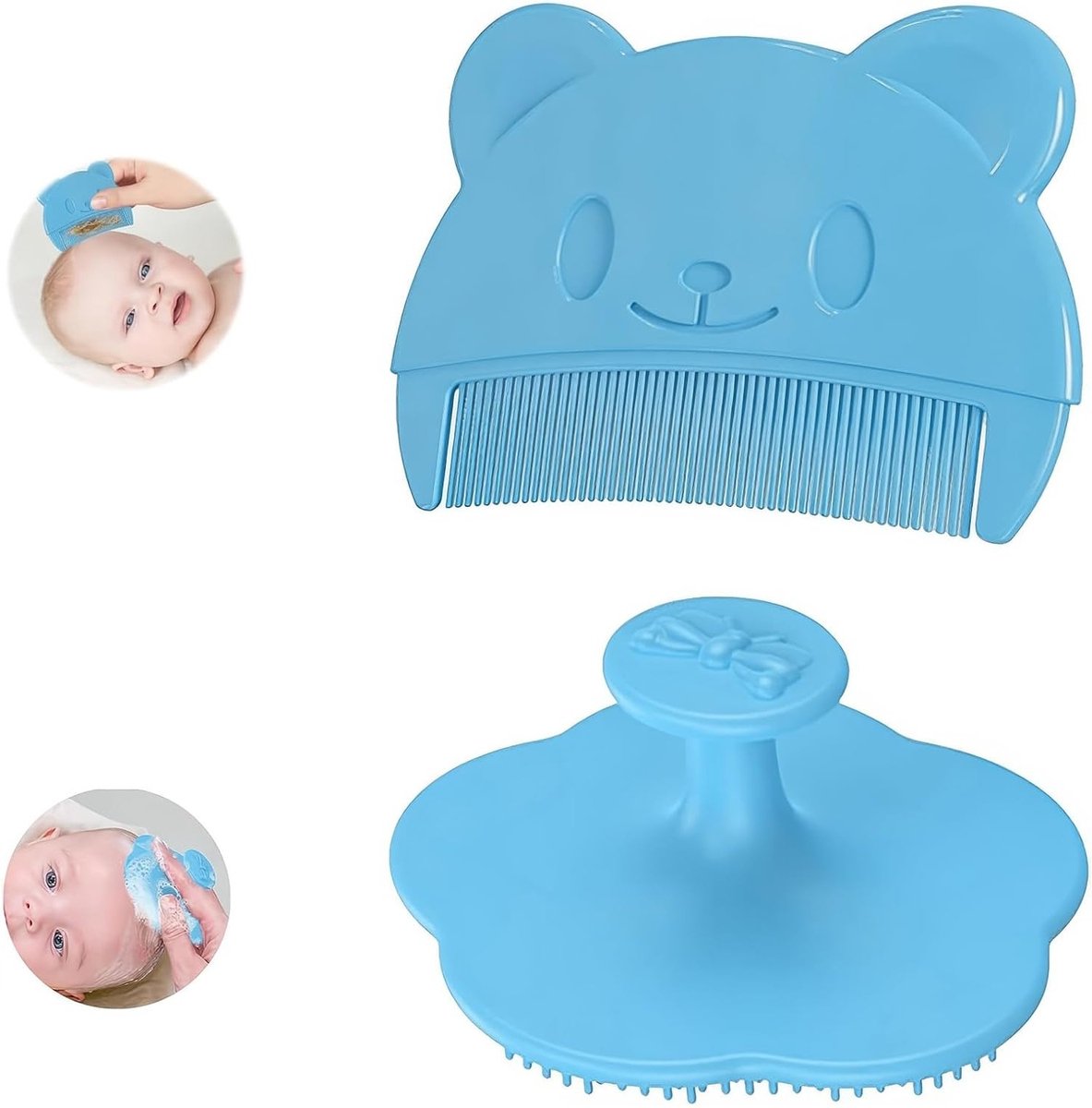 Zachte Borstel voor het Verwijderen van Melkkorst - Effectieve Kam voor Pasgeborenen - Ergonomische Babyborstel en Badset voor Gezonde Huid en Haarverzorging