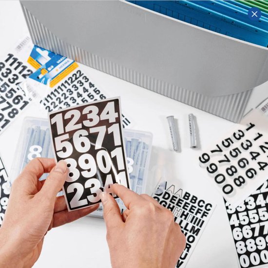 ZEYIYER 102 stuks letter- en cijferstickers, zwart, 9 vellen, grote