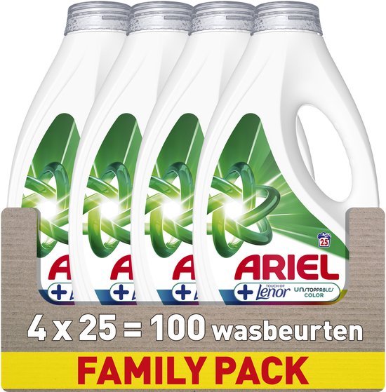 Ariel Lessive +Touch of Lenor Unstoppables Couleur - 4 x 25 Lavages