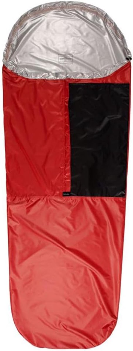 Set van 2 slaapzakken voor volwassenen, geschikt voor koud weer, noodslaapzakken, slaapzakken met mouwen, waterdichte kampeerset met compressiezak (rood)