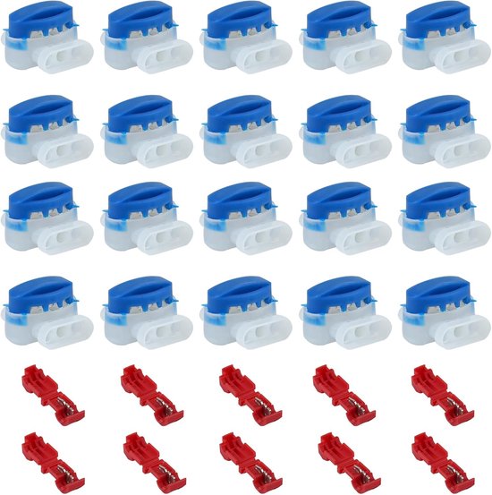 Waterdichte kabelverbinders gelconnector 30 stuks + 10 klemmen, voor robotmaaier, tuin, buiten, 14-22 AWG