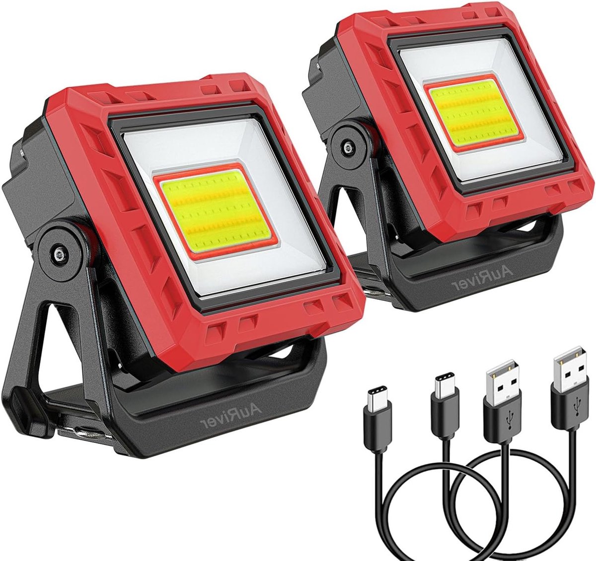 Superheldere LED Werklamp met 2000 Lumen, Oplaadbare Batterij, Magnetische Basis en 360° Rotatie voor Garage, Bouwplaats en Kamperen